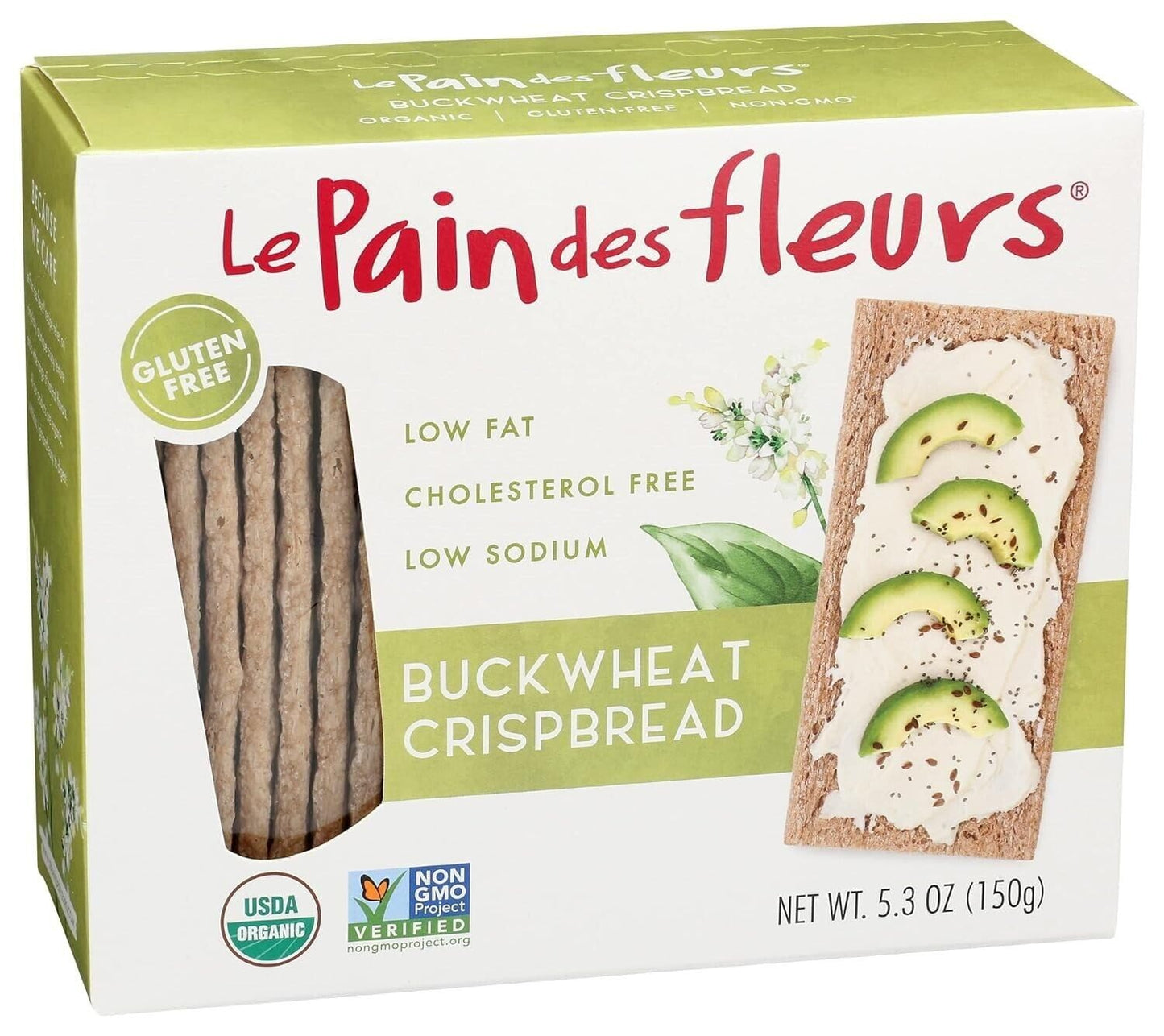 Le Pain des Fleurs Organic Buckwheat Crispbread, Pack of 6, 4.4 Ounces