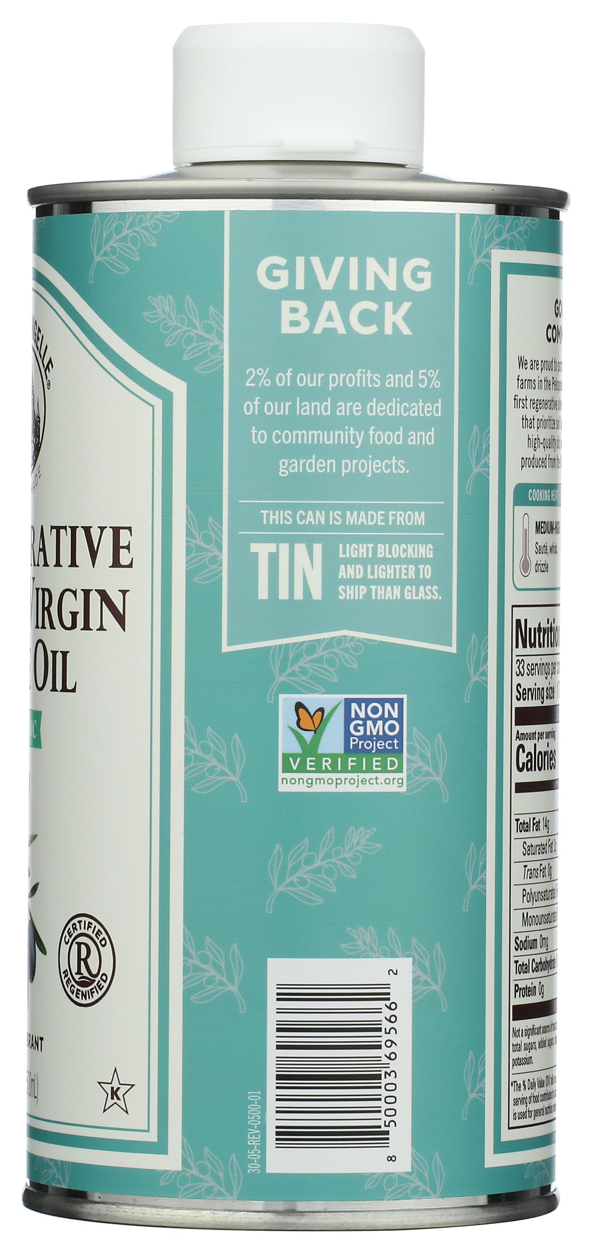La Tourangelle Regenerative Organic Extra Virgin Olive Oil, Cold-Pressed High Antioxidant Olives, Sustainable, 16.9 Fl Oz
