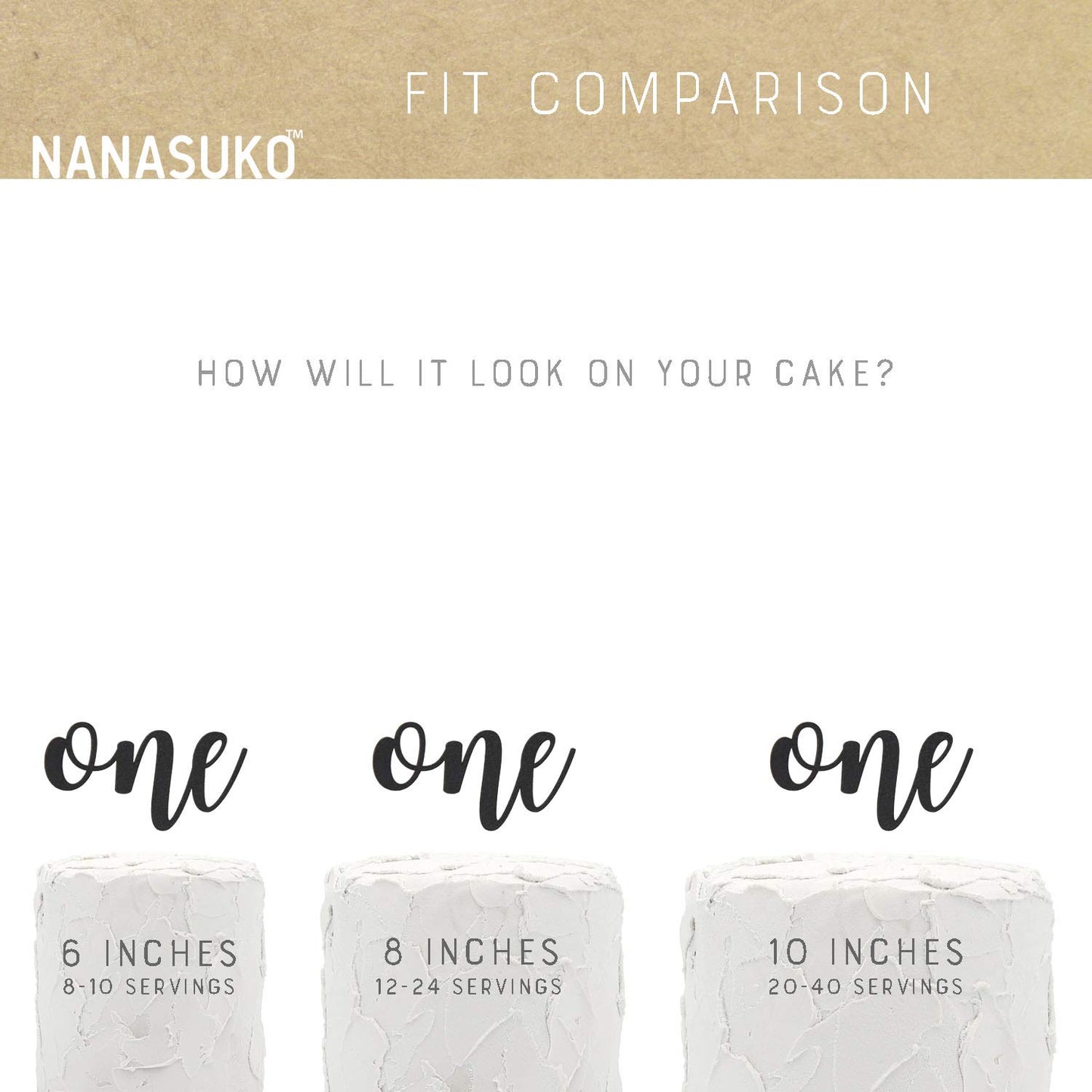 Nanasuko 1St Birthday Cake Topper - One - Double Sided Black Glitter - Premium Quality Made In Usa
