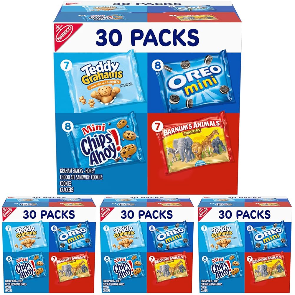 Nabisco Team Favorites Variety Pack, OREO Mini, CHIPS AHOY! Mini, Teddy Grahams Honey & Barnum s Animal Crackers, Christmas Sto