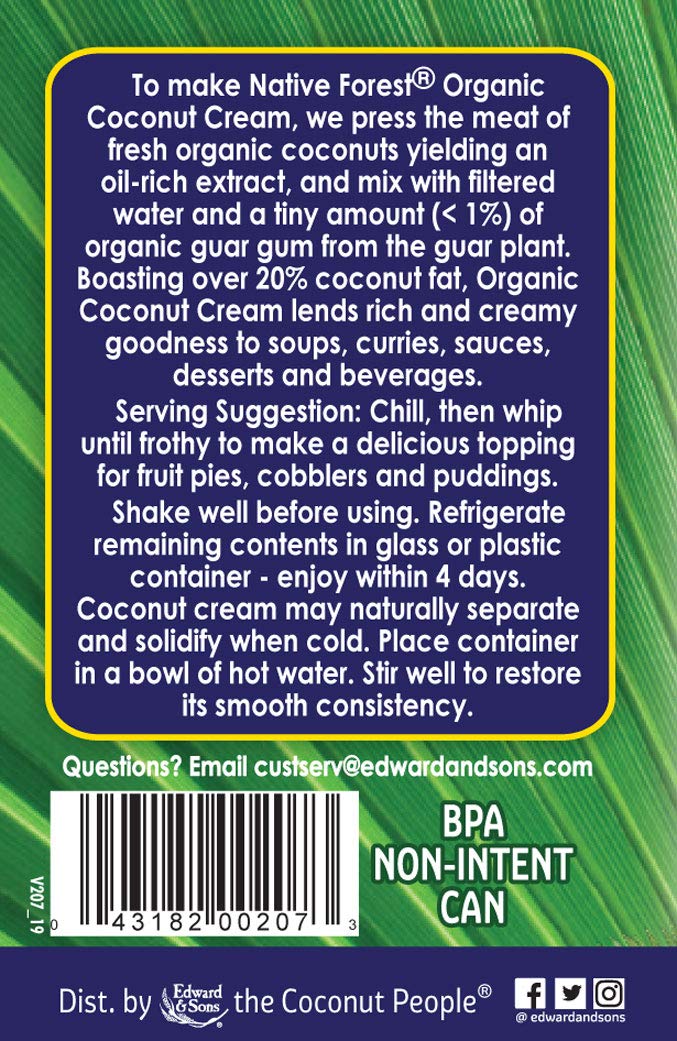 Native Forest Organic Coconut Cream, Dairy Free, Non-GMO, 5.4 Fl Oz (Pack of 12)