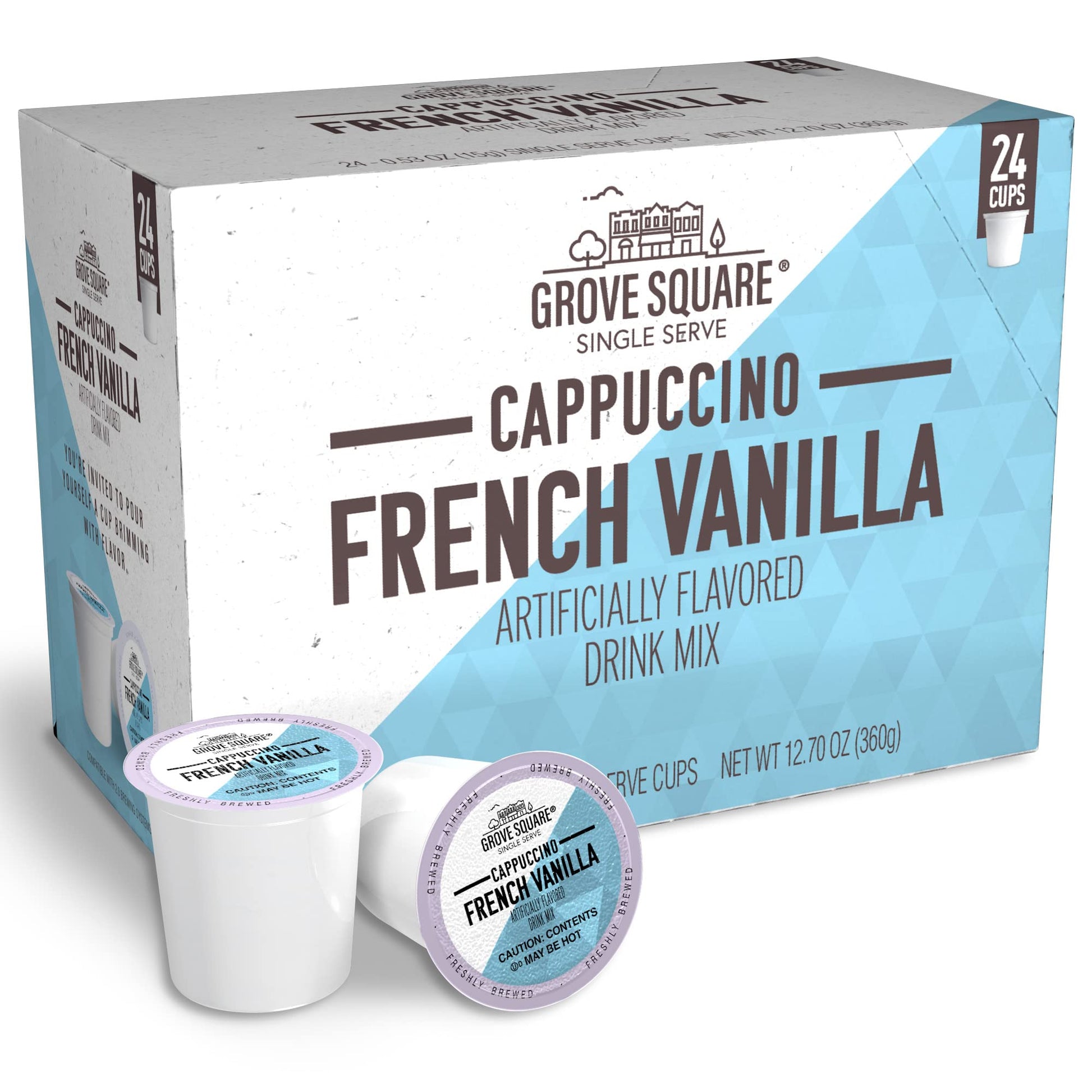 Grove Square Cappuccino Pods, French Vanilla, 24 Count, Single Serve, Multicolored