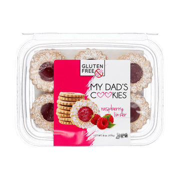 My Dad'S Cookies Gluten Free Raspberry Linzer Tart Jam Filled Sandwich Cookie With Powdered Sugar - Dairy Free, Kosher, Nut Free