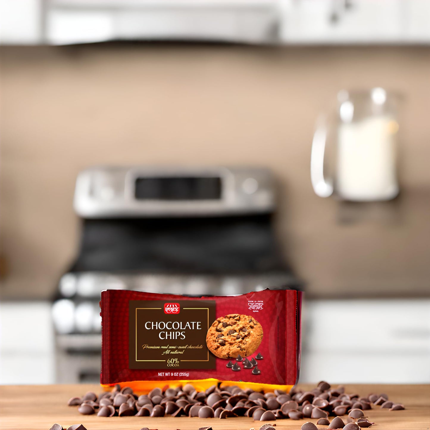 Douzzle Dark Chocolate Chips For Baking - Premium 60% Cocoa Semi-Sweet (9 Oz - Pack Of 1) Kosher Parve