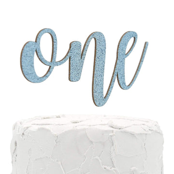 Nanasuko 1St Birthday Cake Topper - One - Double Sided Baby Blue Glitter - Premium Quality Made In Usa