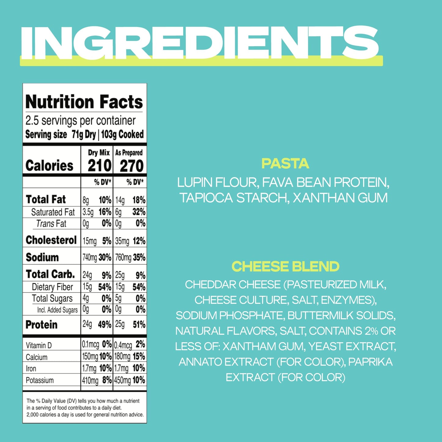 Kaizen High Protein Cheddar Mac & Cheese - Low Carb, Keto Friendly, High Fiber, Gluten-Free, Plant-Based, Non-Gmo - 6.4 Ounces (