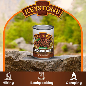 Keystone All Natural Ground Beef 14 Ounce Long Term Emergency Survival Food Canned Meat | Fully Cooked Ready To Eat | Gluten Free Family Pack Of 4