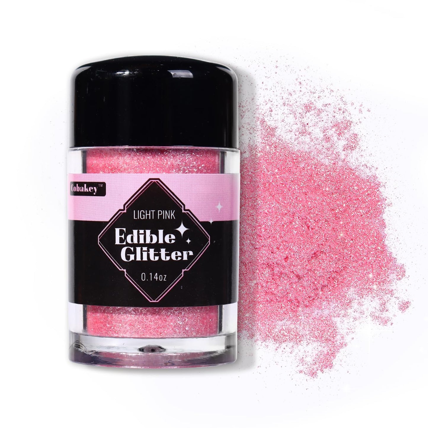 Cobakey Edible Glitter for Cocktails, Light Pink Luster Dust, 4g Food Grade Powder for Baking and Decorating