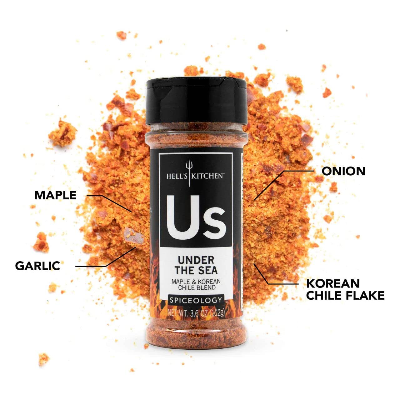 Spiceology & Hell's Kitchen - Under The Sea - Maple and Korean Chile Spice Blend - Sweet and Spicy Seasfood Seasoning - 3.6 oz