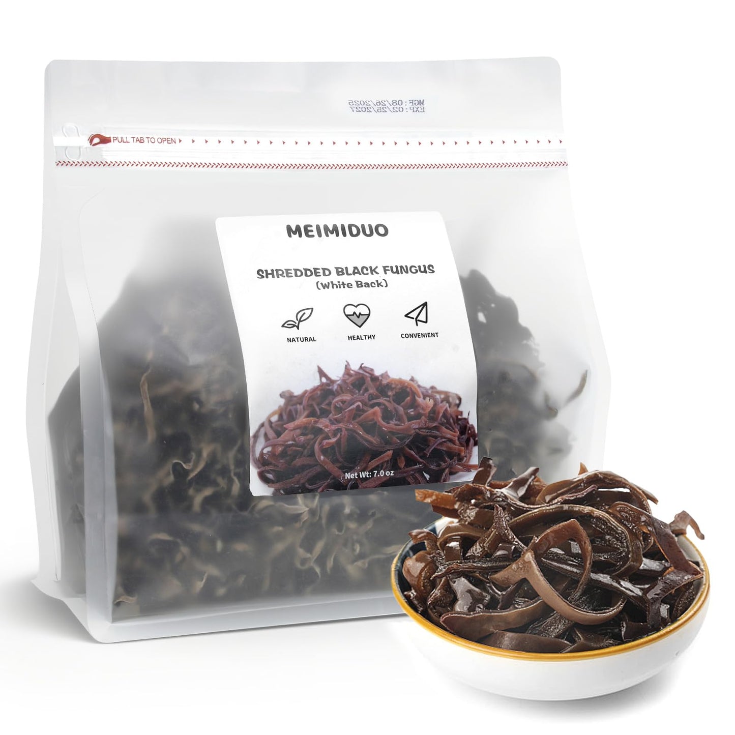 Meimiduo 7.0Oz(198G) Natural Shredded Dried Woodear Mushrooms | Dried Black Fungus Mushrooms | No Additives  Fiber & Iron-Rich | Perfect For Soups  Stir-Fries  Hot Pot  Asian Dishes