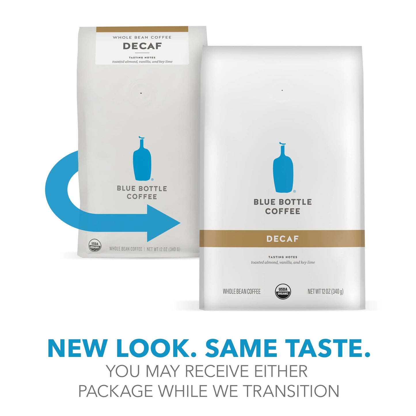 Blue Bottle Whole Bean Organic Coffee, Decaf, Medium Roast, 12 Ounce bag (Pack of 2)