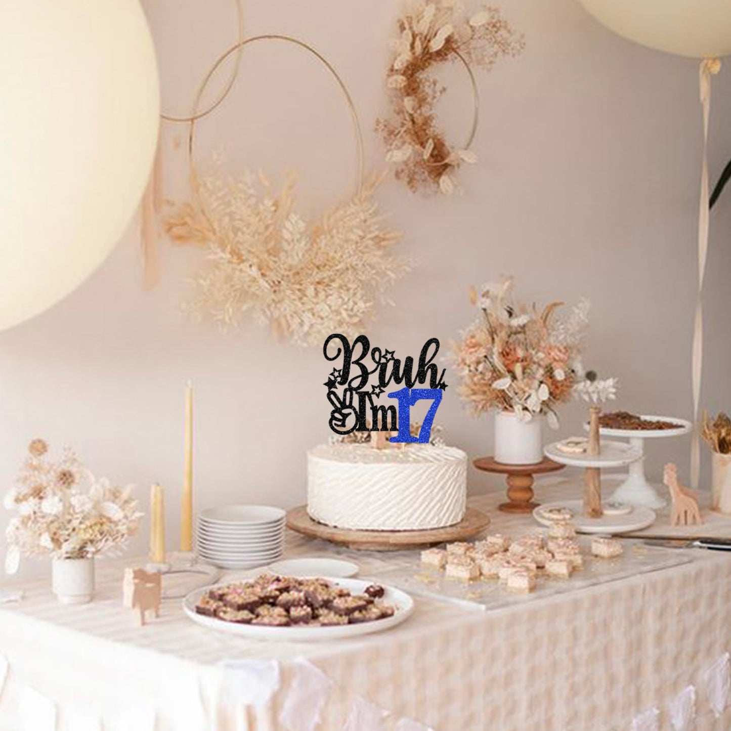 Rssta i Cake Topper for 17th Birthday, Blue, Model XM1222-17 Blue, Fun Celebration Decoration