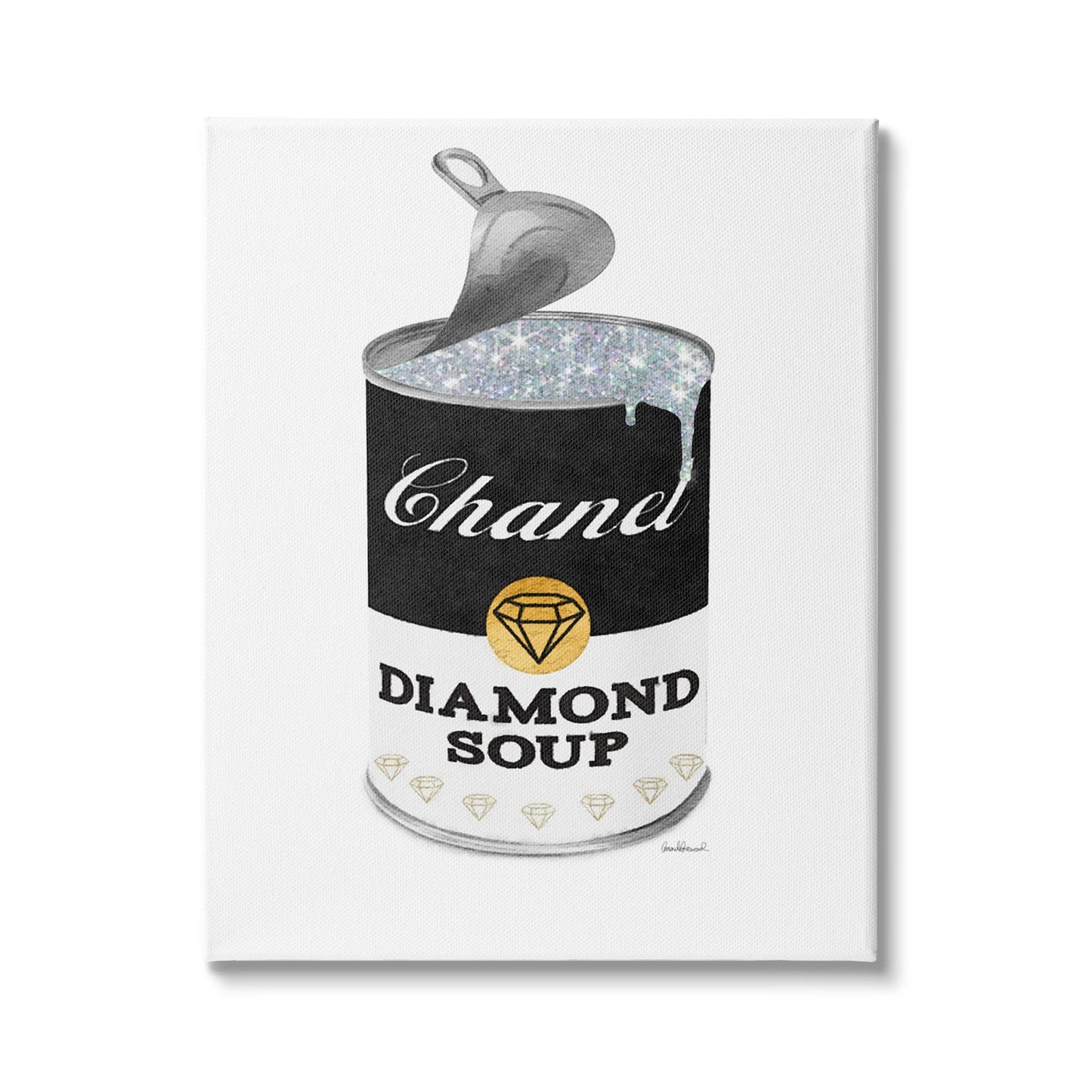Stupell Industries Traditional Condensed Soup Can Glam Fashion Pop Black