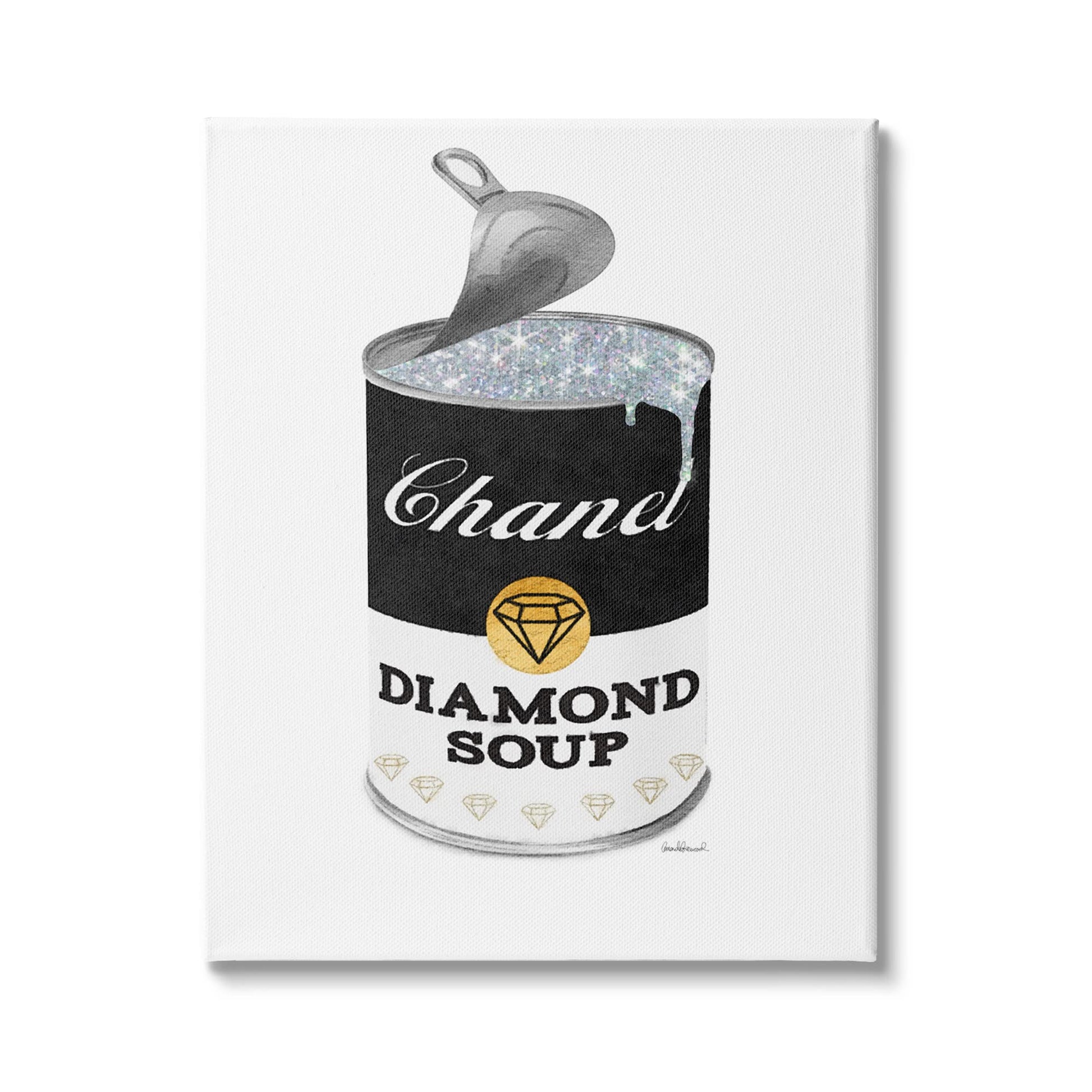 Stupell Industries Traditional Condensed Soup Can Glam Fashion Pop Black