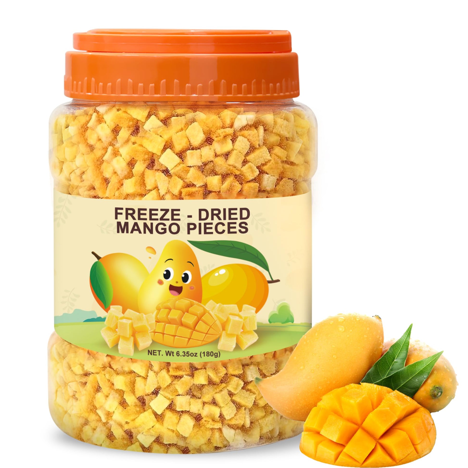 6.3 Oz Top-Grade Freeze-Dried Diced Mango  Natural Crunchy Fruit Snack With Low Calories  Rich In Dietary Fiber  Freeze-Dried Mango Pieces For Kids  Tpartyl  Smoothies  Yogurt  Baking  Healthy Snack