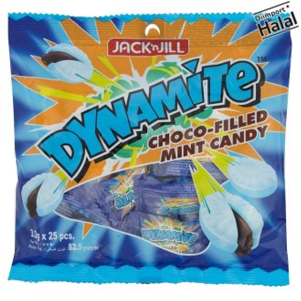 Jack n Jill Dynamite Choco Filled Mint Candy 25pcs x 3.3g (3 Pack)
