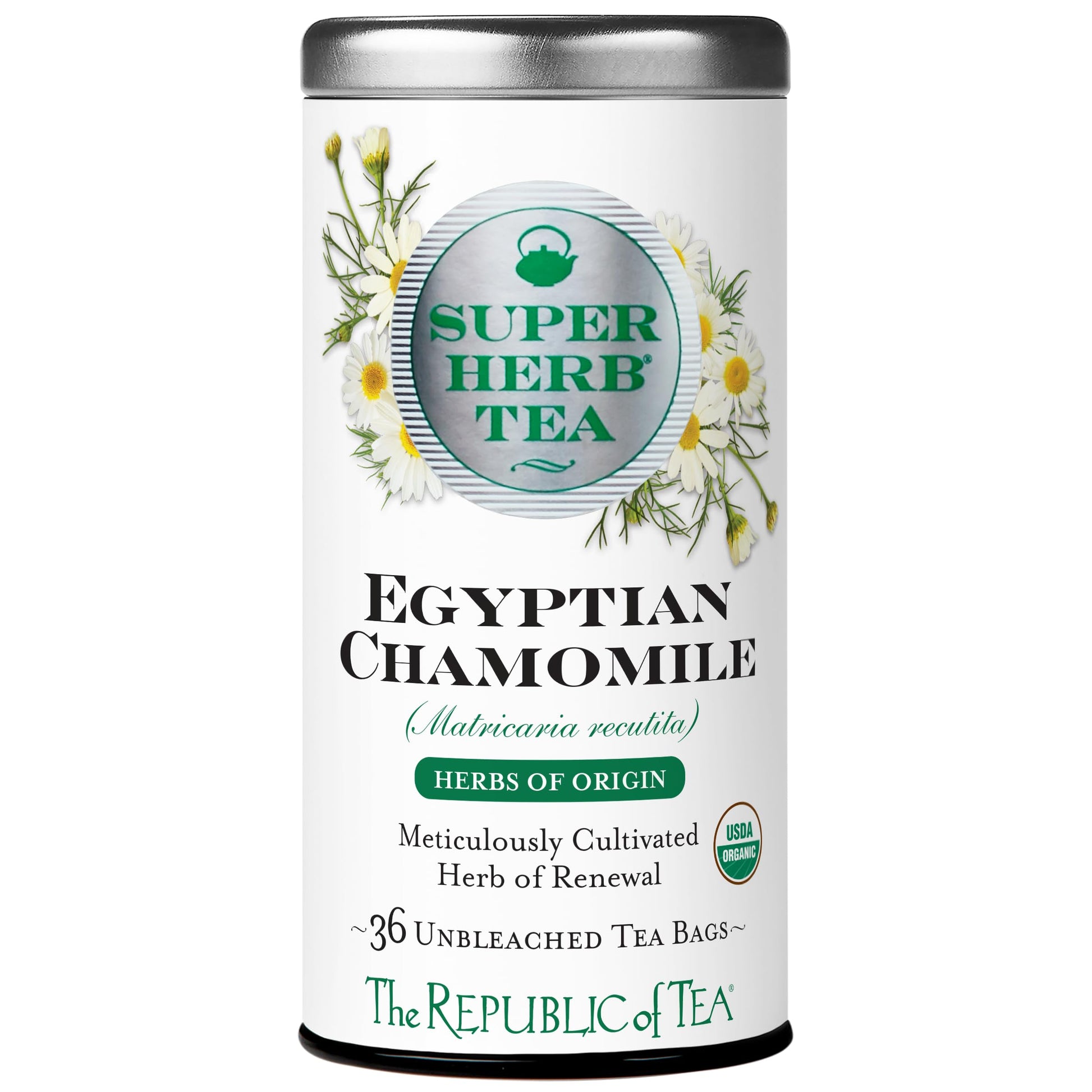 The Republic of Tea Organic Egyptian Chamomile Tea - 36 Herbal Tea Bags, Naturally Caffeine-Free