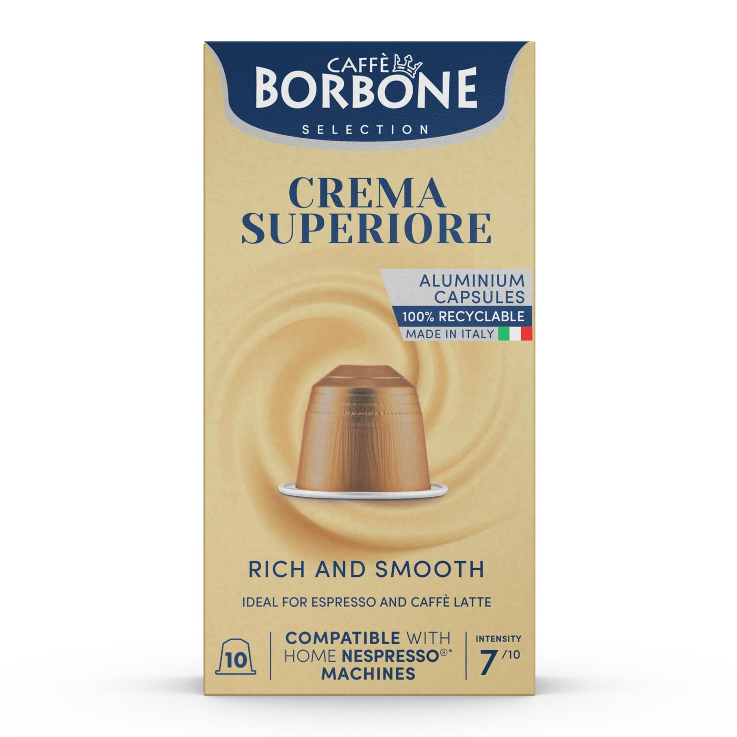 Caffè Borbone Aluminum Coffee Pods for Nespresso, Crema Superiore, Medium Roast, 50 Count