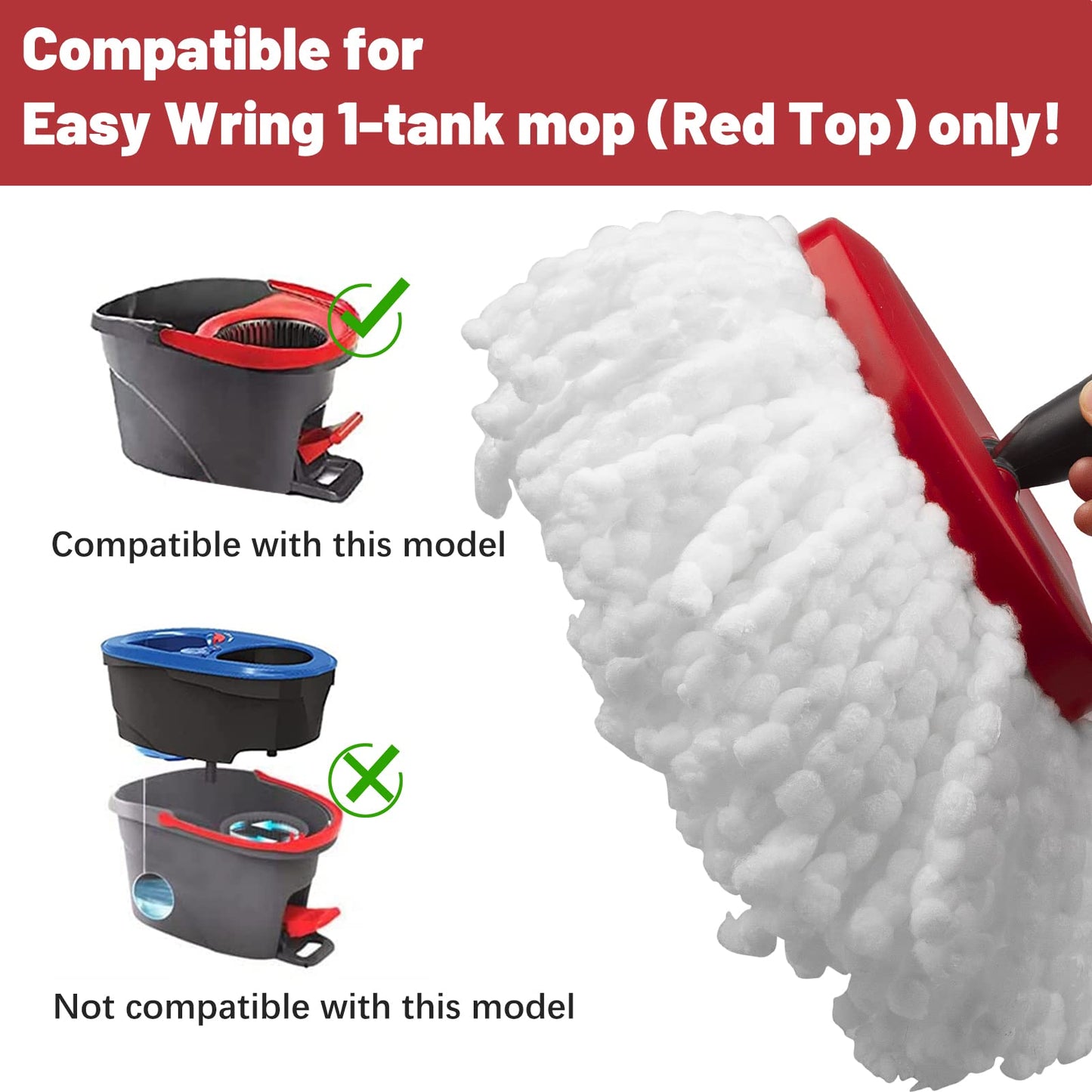 4 Pack Spin Mop Replacement Head - Includes 1 Rotating Mop Base - Easywring Mop Refills Compatible With O Ceda Mop Replace Head,