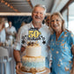Happy 50Th Birthday Cake Topper, Black And Gold Glitter Cake Toppers, 50 Year Birthday Party Cake Decoration