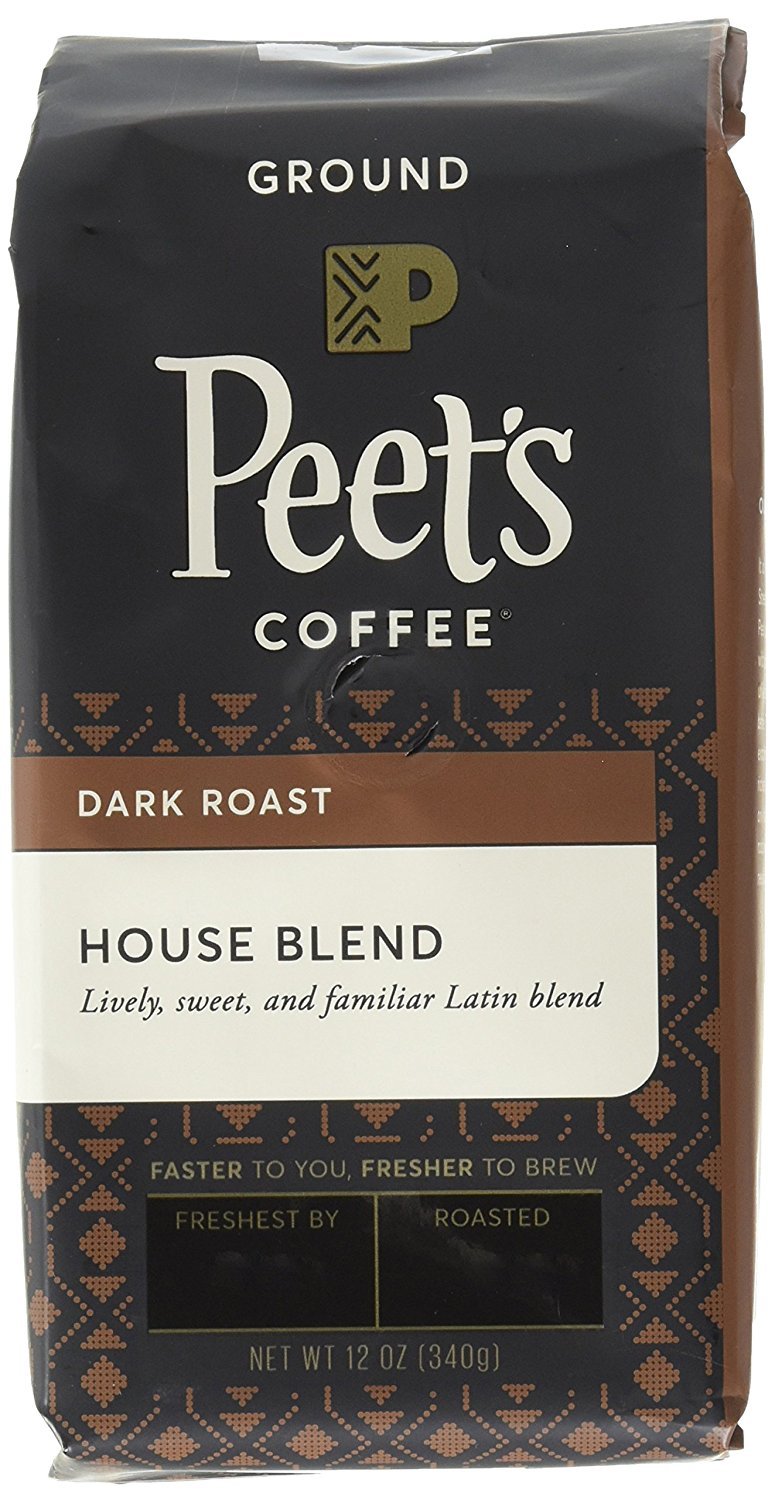 Peets Coffee House Blend, Dark Roast Ground Coffee, 12 Ounce Bag (Pack of 2) Packaging May Vary Bright, Lively, and Balanced Da