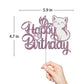 Ambishi Cat Birthday Cake Topper - Purple & White Glitter, Butterfly Design, Model AB-122, Pet Themed Decoration for Parties