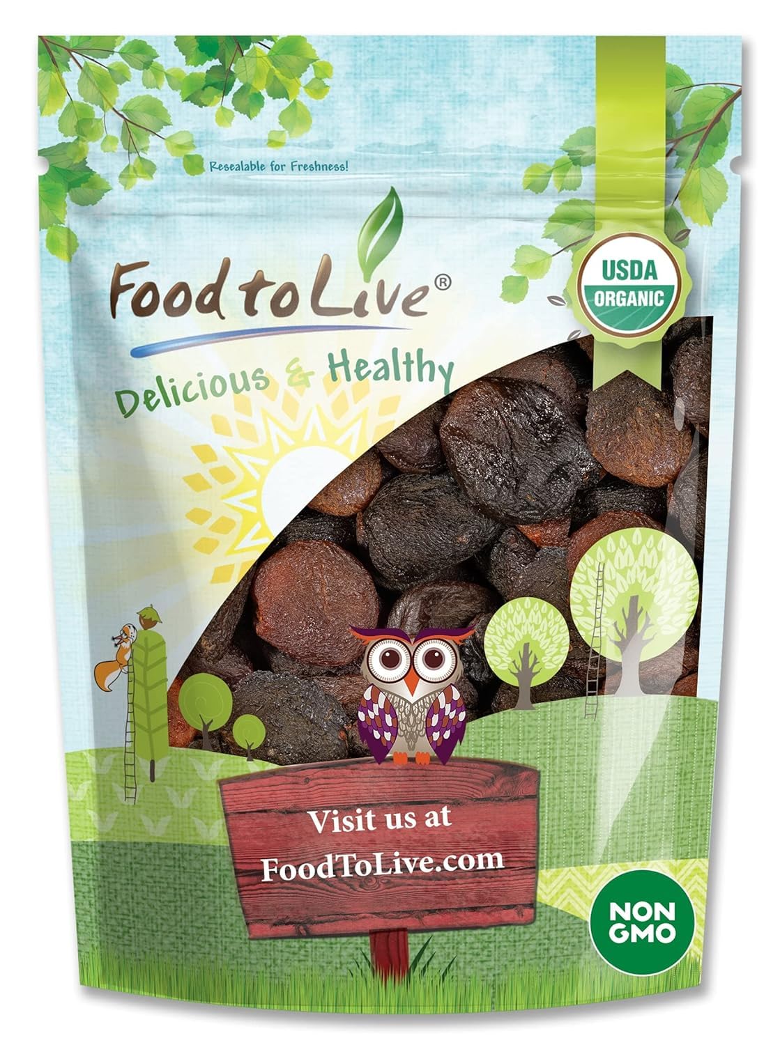 Food to Live Organic Dried Apricots, 1 Pound - Non-GMO, Kosher, Unsulfured, Raw, Vegan, Bulk
