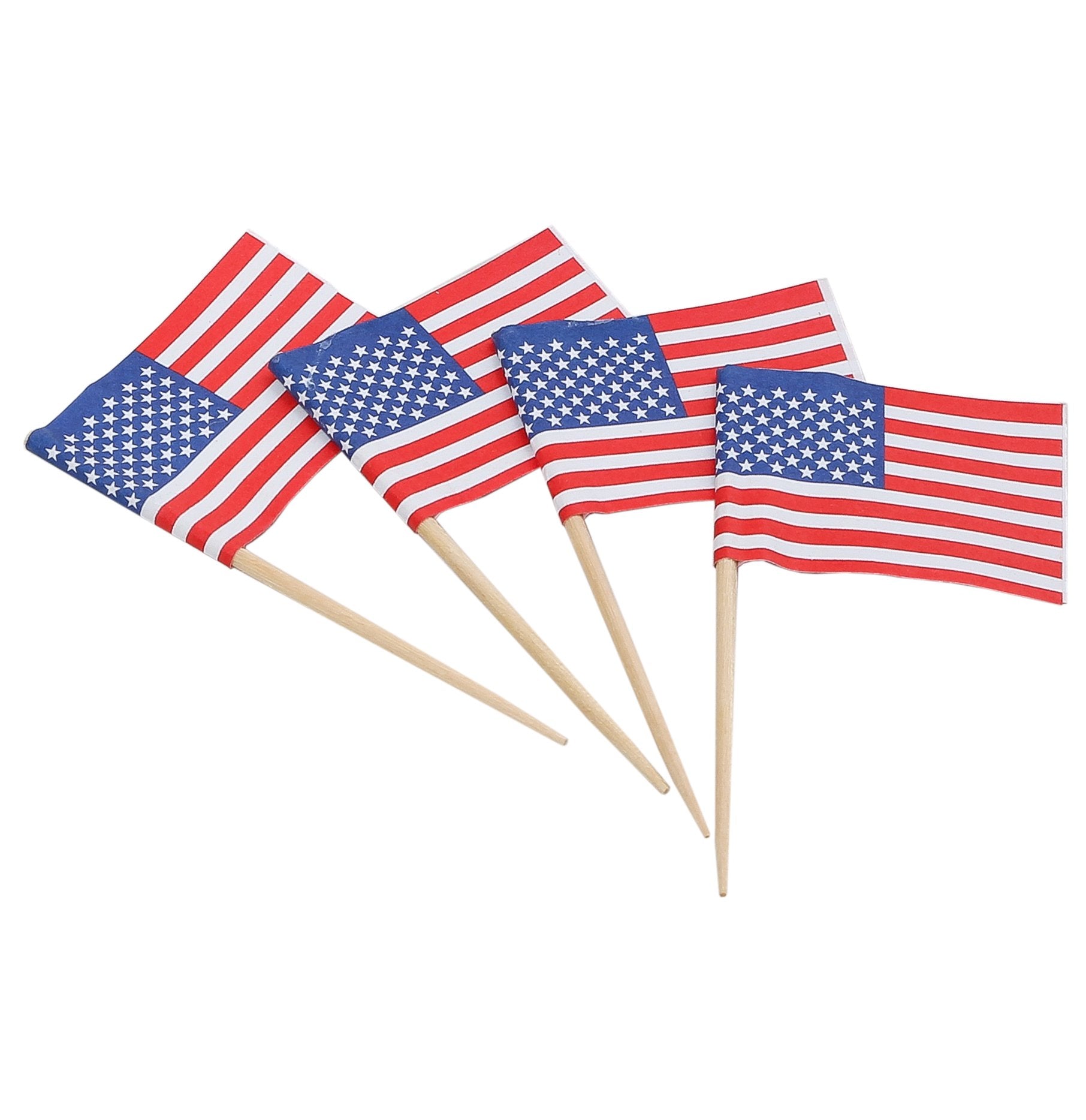Kingseal American Usa Flag Toothpicks, 2.5 Inch, Ideal For Sandwiches, Appetizers, Cupcake Toppers, And More! - 2 Packs Of 144 E