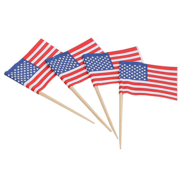 Kingseal American Usa Flag Toothpicks, 2.5 Inch, Ideal For Sandwiches, Appetizers, Cupcake Toppers, And More! - 2 Packs Of 144 E