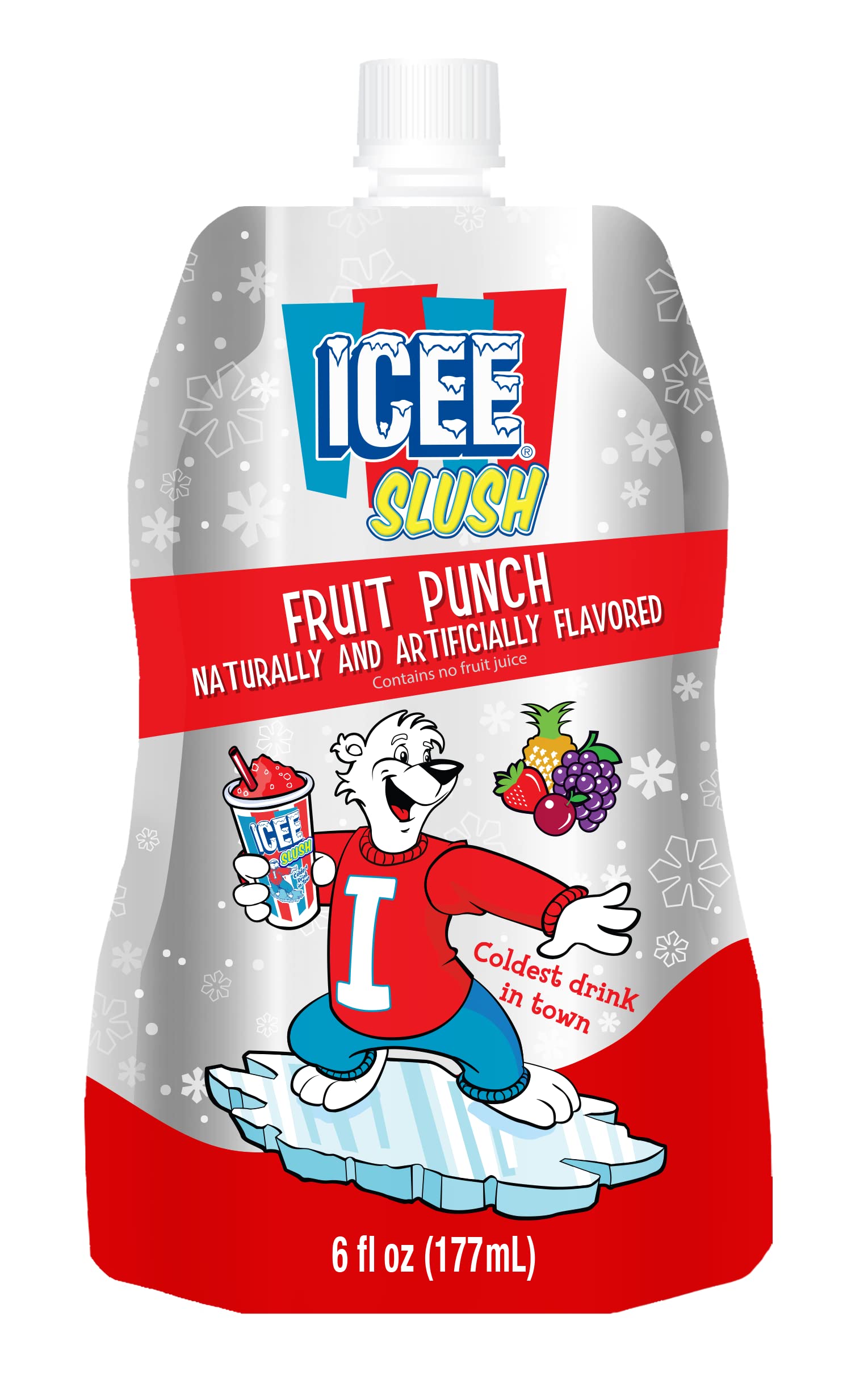 Icee Slush Fruit Punch Frozen Fruit Juice 6 fl oz Pouches - Just Freeze & Squeeze for Instant Slushy Maker, Great for Birthday P