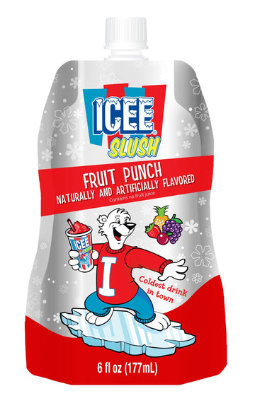 Icee Slush Fruit Punch Frozen Fruit Juice 6 fl oz Pouches - Just Freeze & Squeeze for Instant Slushy Maker, Great for Birthday P