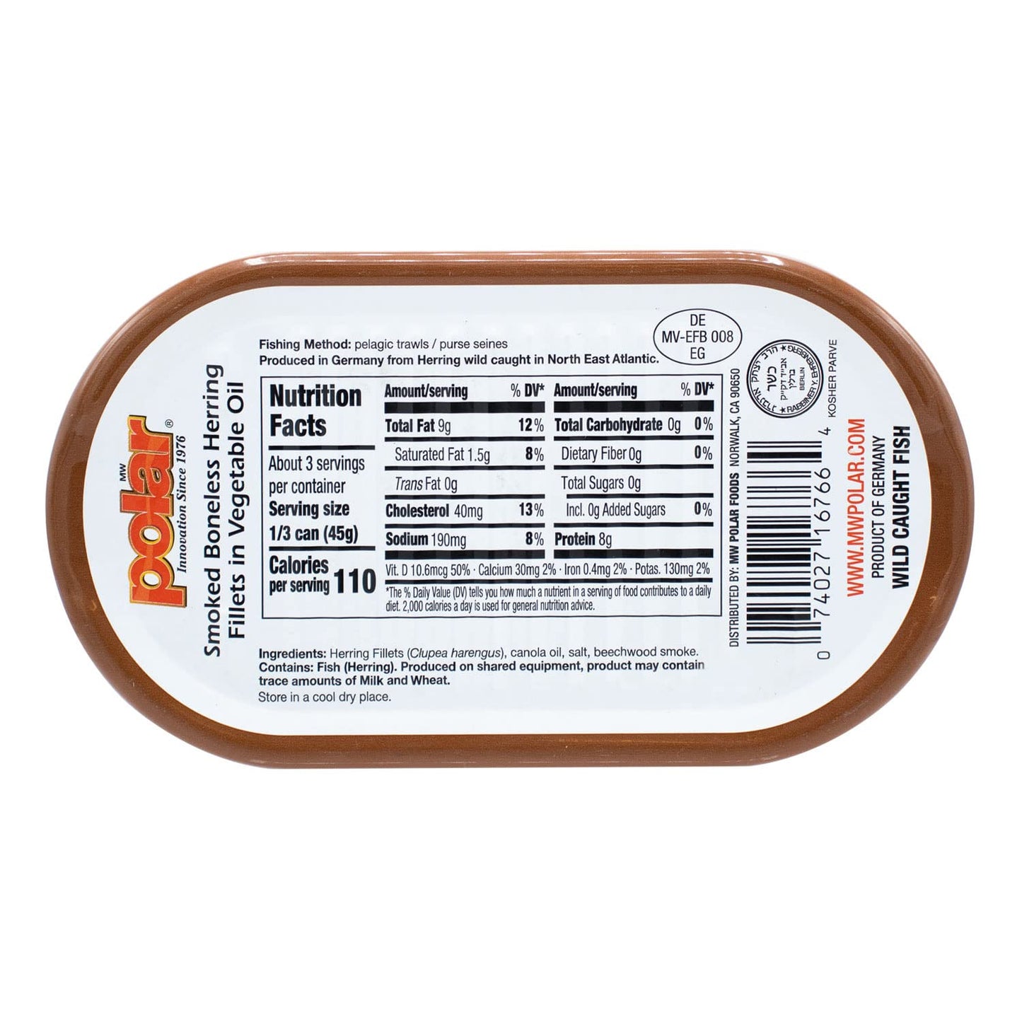 MW Polar Smoked Herring in Vegetable Flavored Oil, 6.7 oz, Pack of 12