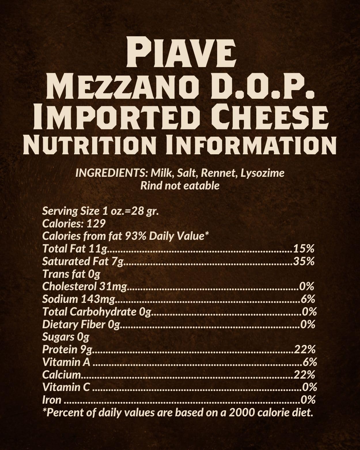 Fortunas Piave DOP Cheese - Nutty Aged Cows Milk Cheese, 12 oz Hand-Cut Wedge, Ideal for Charcuterie Boards and Gourmet Cooking