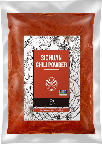 Soeos Premium Sichuan Chili Powder 8oz(226g),All Natural,Asian Chili Powder,Savory Spicy Red Chili Powder from Dried Chillies,Ch
