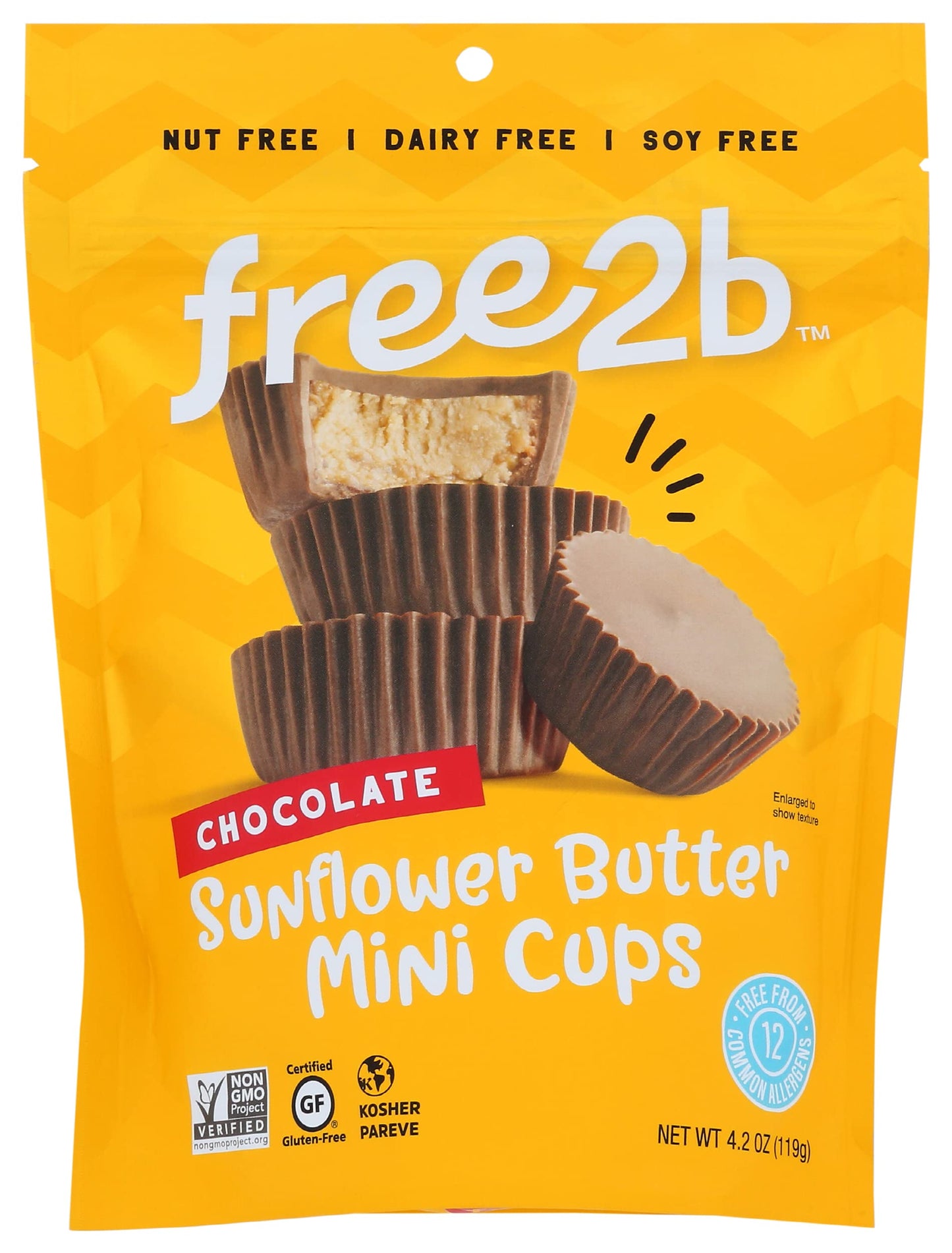 Free2b Foods Sun Cup Minis Rice Chocolate Filled With Creamy Sunflower Seed Butter, Free From Allergen, Non GMO Verified, Certif