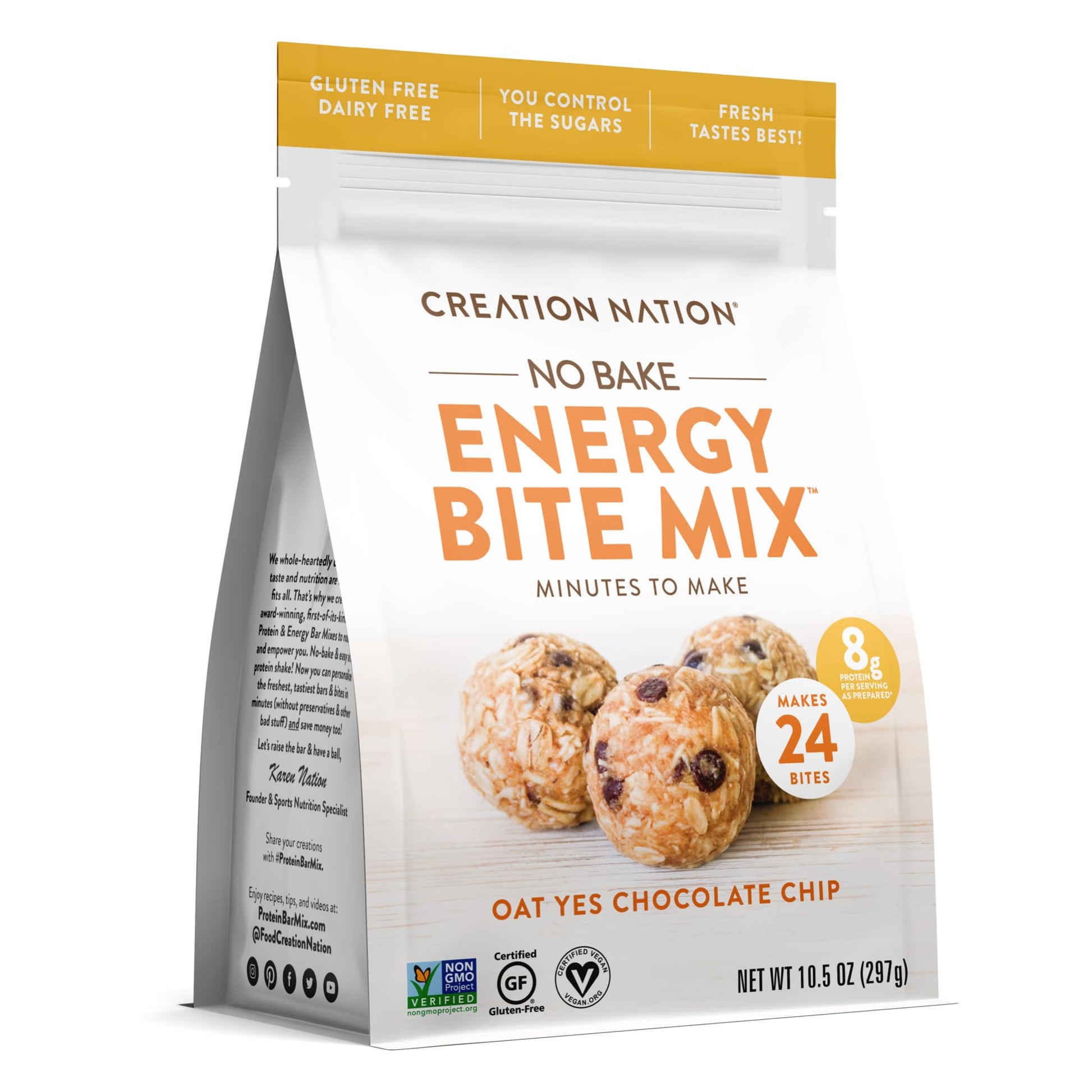 No-Bake Energy Bite Mix ~ Makes 24 Delicious Energy Balls, Bites, Cookies. ''Oat Chocolate Chip'' Is Gluten Free, Vegan, Soy Fre