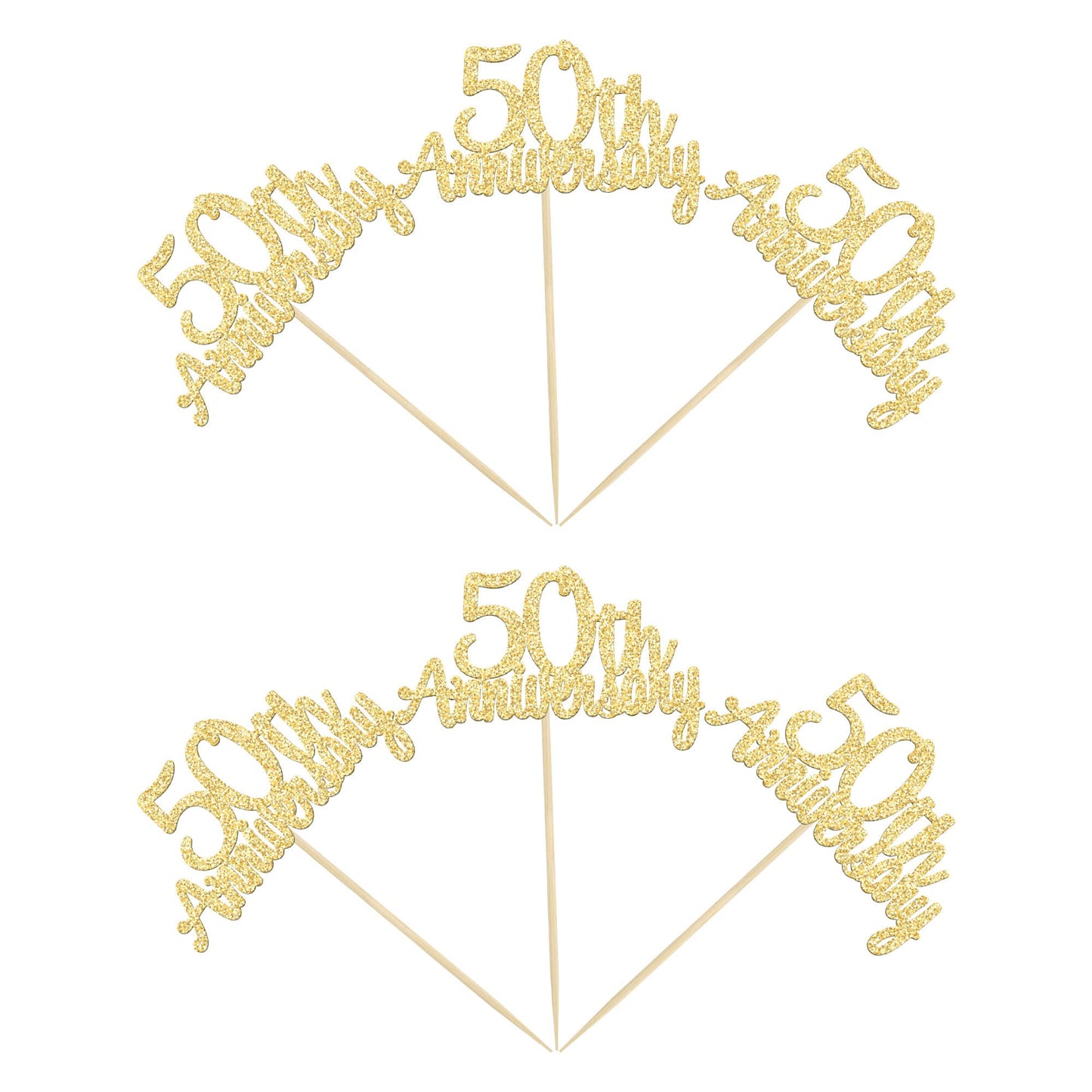 Gyufise 24 Pack 50Th Anniversary Cupcake Toppers Picks Gold Glitter Happy 50Th Anniversary Cake Decorations For 50Th Wedding Ret