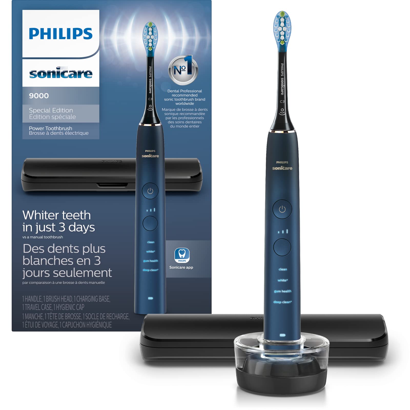 Philips Sonicare 9000 Special Edition Rechargeable Toothbrush, Blue/Black, Hx9911/92