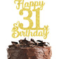 31 Birthday Cake Toppers - Gold Glitter, 31St Birthday Decorations For Men & Women