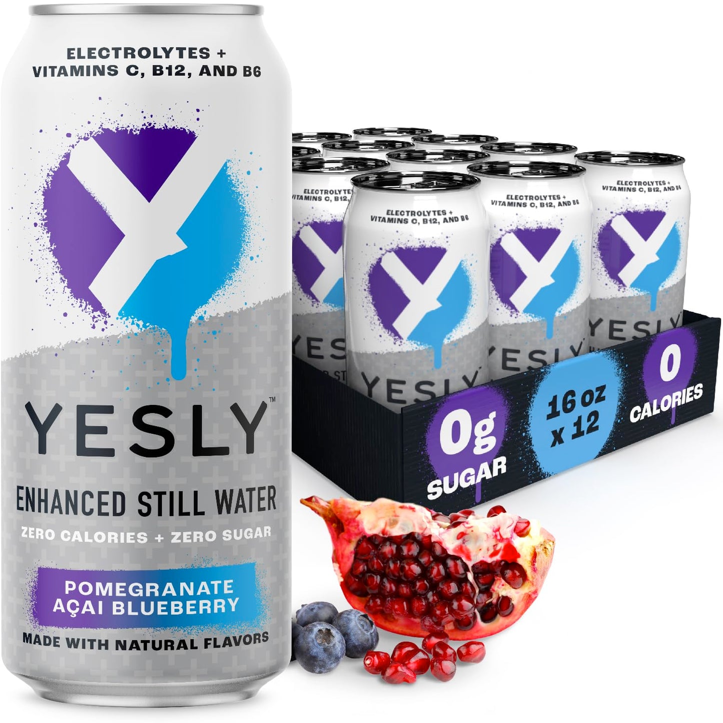 Yesly Hydrating Electrolyte Vitamin Water, 16 Fl Oz - Zero Sugar, Zero Calorie Water With Vitamins C, B12 & B6 And No Artificial