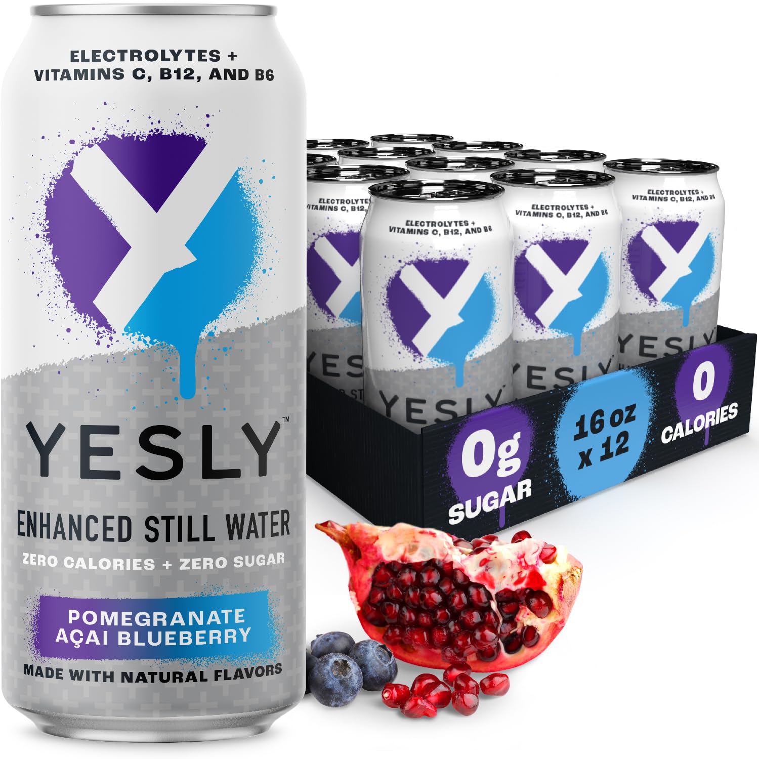 Yesly Hydrating Electrolyte Vitamin Water, 16 Fl Oz - Zero Sugar, Zero Calorie Water With Vitamins C, B12 & B6 And No Artificial