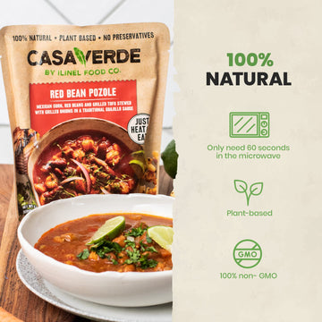 Casa Verde | Red Bean Pozole, 100% Natural Food, Pack Of 6, Real Taste With Mild Red Peppers | 100% Vegan & Non-Gmo, Plant Based