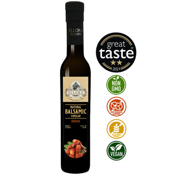 Ellora Farms, Dates Infused Thick Balsamic Vinegar, Barrel Aged, No-Additives, No-Added Sugar, No-Preservatives, Dark Glass Bott