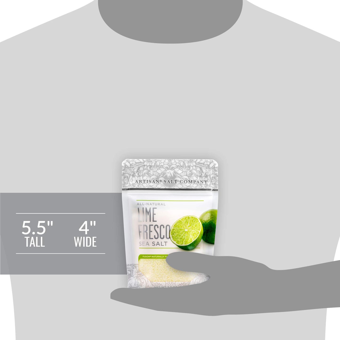 Artisan Salt Company Fusion Naturally Flavored Lime Fresco Sea Salt, Zip-Top Pouch, 3 Ounce