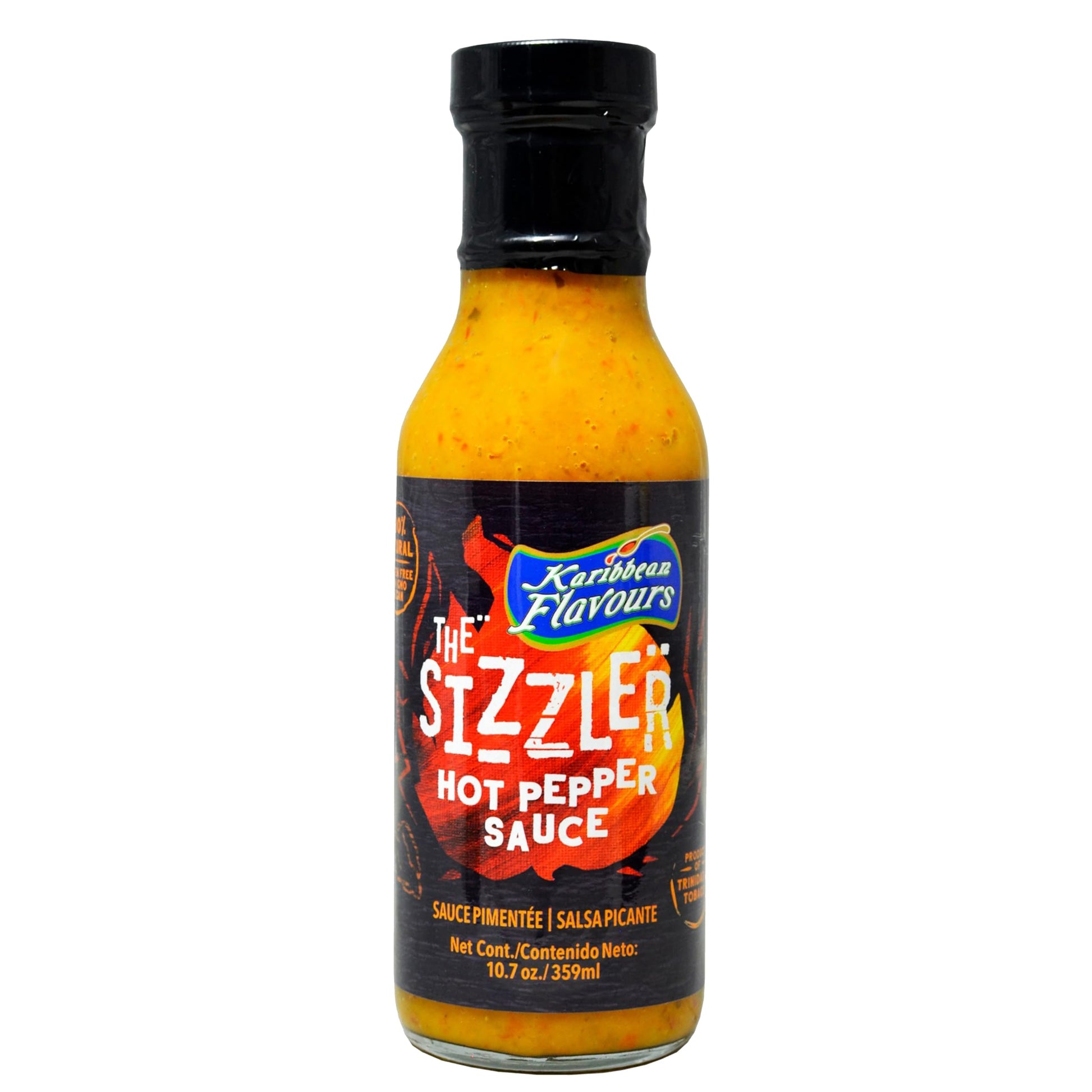 The Sizzler 359ml - Trinidad Scotch Bonnet Hot Pepper Sauce | Great Heat | Wonderful Flavour | For Sandwiches | Soups | Stews | 