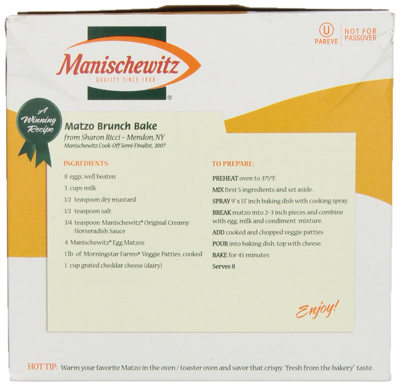 Manischewitz Egg Matzo, 12 Oz