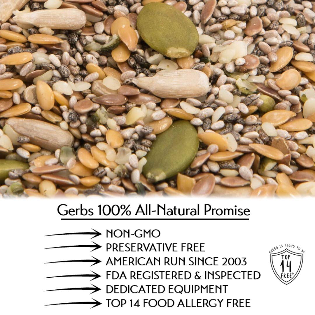 GERBS Raw Super 7 Seed Snack Trail Mix, Gluten Free, 16 Ounce Resealable Bag, Top 14 Allergen Free, Made in USA
