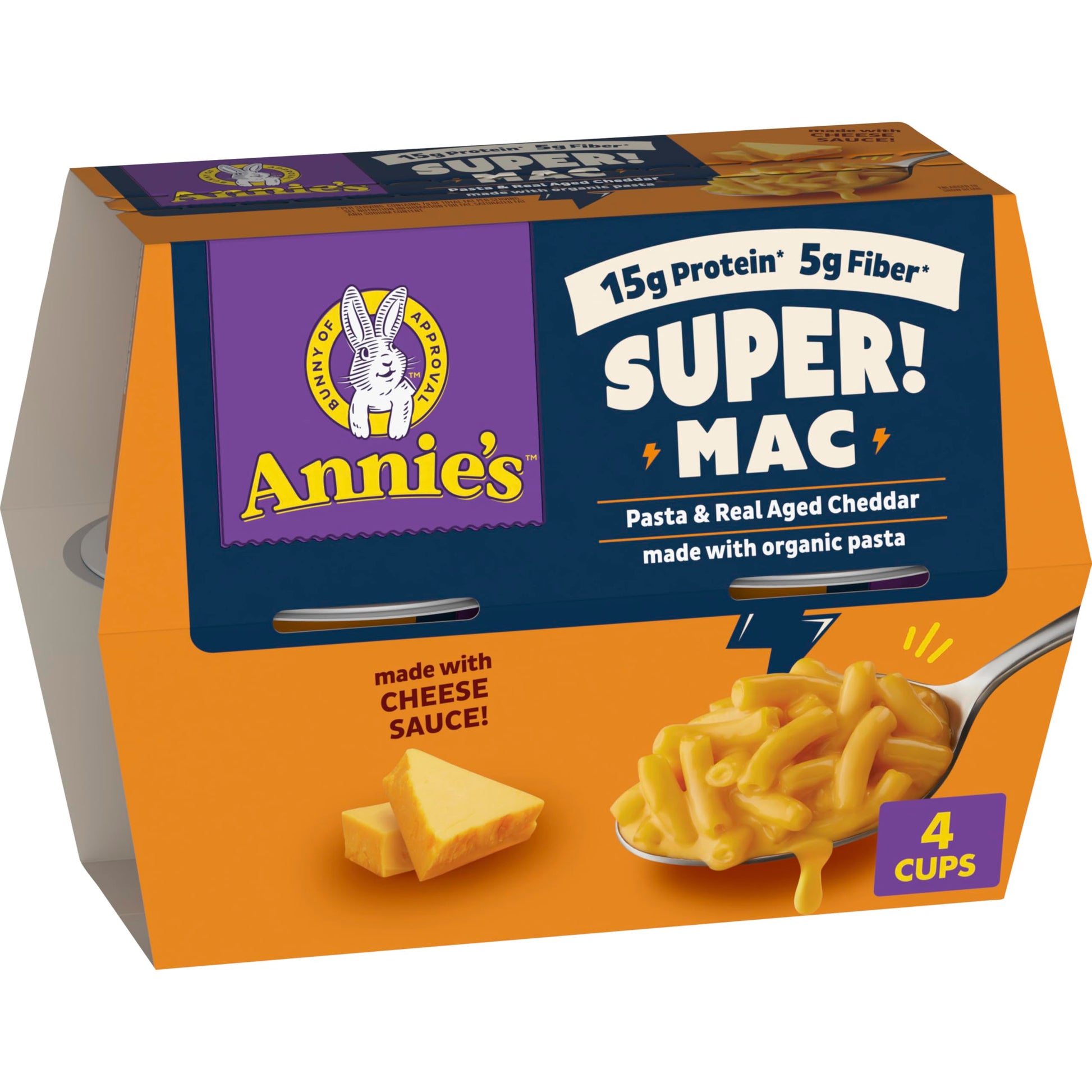Annies Super! Mac Microwave Pasta and Real Aged Cheddar Cups  4 Ct  11.44 oz