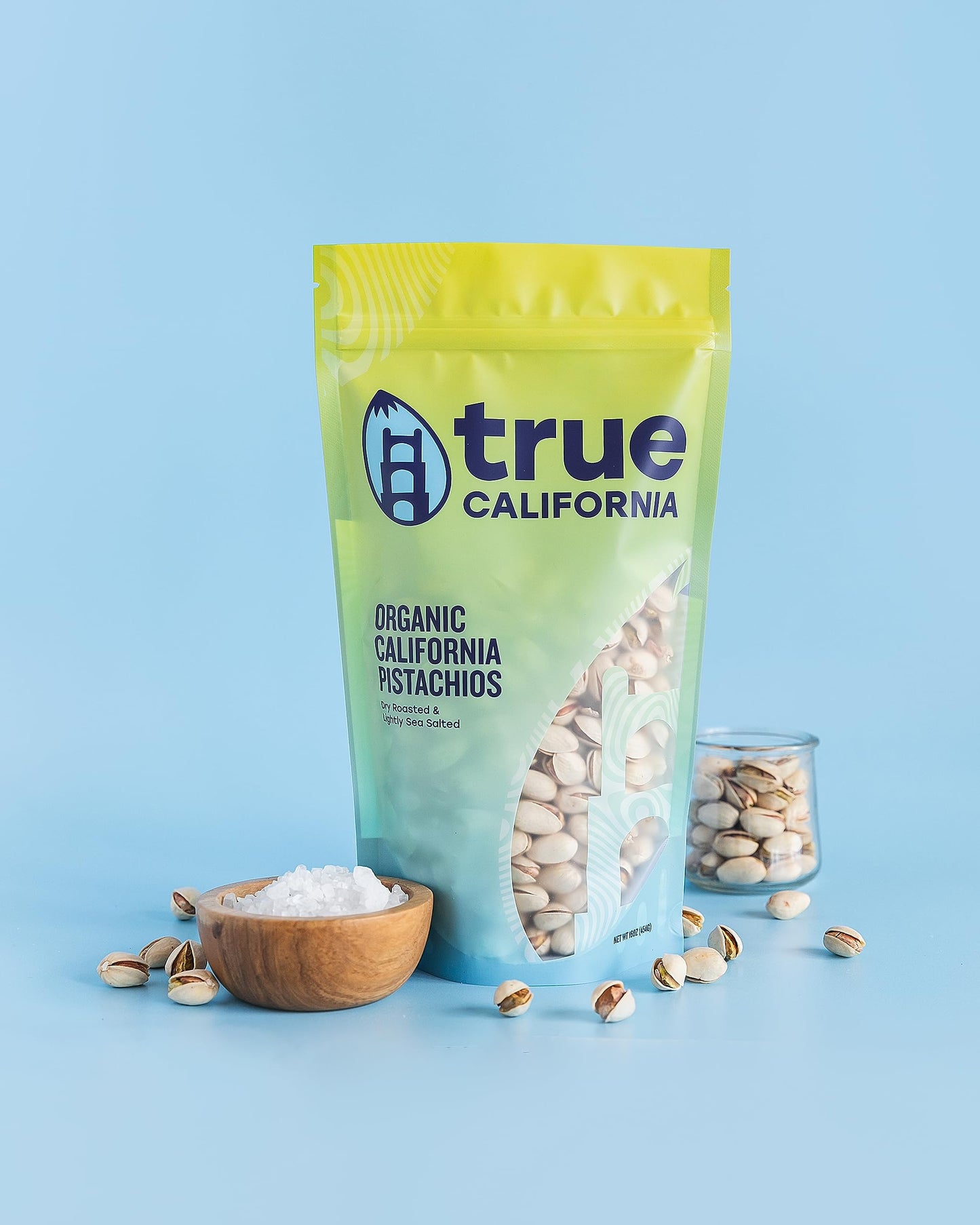 True California Organic Dry Roasted Pistachios, Lightly Salted, 1 lb, Vegan, Gluten Free, In-Shell