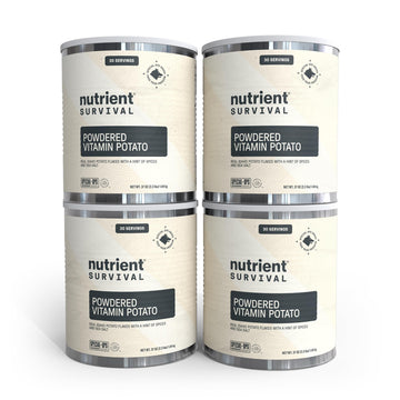 Nutrient Survival Potato Flakes, Powdered Vitamin Potato (4 Cans, 30 Servings Per Can) For Mashed Potatoes, Soups, Emergency Food Supply & Camping Supplies, 38 Nutrients, Shelf Stable Up To 25 Years